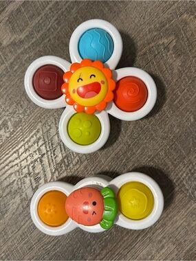Colorful Flower & Carrot Pop Suction Spinner Sensory Toy Set - Multicolor